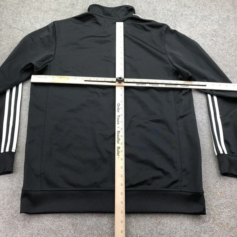 Adidas Jacket Mens Large Black Full Zip Track 3 Stripe Soccer Training Athletic